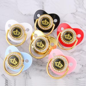 PACIFIERS# Färger Cartoon Crown Baby Pacifier Golden Dummy Bling Toddler Pacy Orthodontic Nipple Spädbarn Duschgåva 0-18 Månaderspacifierare#