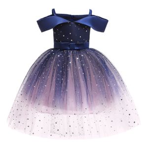 Mädchen Prinzessin Kleid Stern Druck Mesh Kleid Kinder Baby Mädchen Geburtstag Party Kleid Mode Kinder Kleidung Sommer 1-10Y