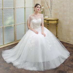 Outros vestidos de noiva vestidos de novia 2022 o colo de manga curta vestido simples para mulheres plus size renda aplique personalizada feita slim bridal dres
