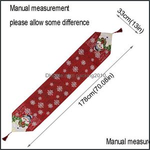 Juldekorationer festliga partier levererar hem trädgård 33x180 cm dekoration linne tryckt bords flagga bordduk placema dha5s