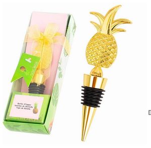 Tappi per vino in metallo Strumenti per bar Forma di ananas creativa Tappo per bottiglia di champagne Regali per ospiti di nozze Confezione regalo per souvenir BBB15070