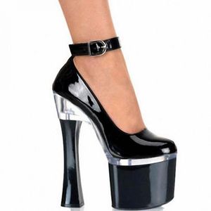 Designer-Customize Extreme Patent Leather Pump High Heel 18cm Heel With Platform Women Shoes Sexy Lady High Heel Pump With Buckle D0176