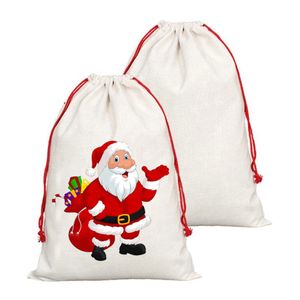 Wholesale personalized drawstring gift bags resale online - Sublimation Blank Santa Sacks DIY Personalized Drawstring Bag Christmas Gift Bags In Stock By Sea sxjul20