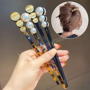 Fashion Women Simulated Pearl Hairpins Metal Geometric Hair Stick Bridal Hair Accessories Wedding Hairstyle Design Tools