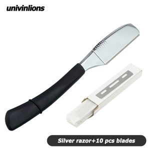 6 Univinlions Gold Silver Blades Straight Razor Stick for Men女性理髪店のナイフスプリングデザインひげフェイスアンダーアームボディ220708