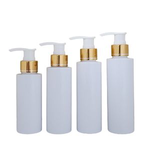 Klare, weiße Kunststoff-Pumpflasche mit goldenen Pumpen für Lotion, ätherische Ölemulsion, 100 ml, 150 ml, 200 ml, 250 ml, 300 ml, 500 ml