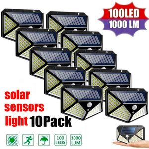 Pcs Led Solar Energy Wall Lamp Motion Sensor Waterproof Outdoor Garden Lamp J220531