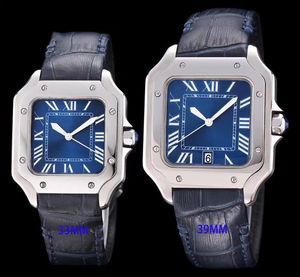 2023 dropshipping 33mm/39mm homens mulheres relógio de quartzo unisex relógios cinto de couro caso de aço inoxidável quadrado casal relógios de pulso orologio di lusso