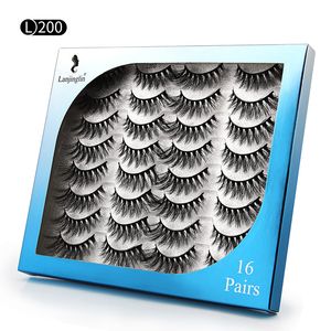 16 pares / livro 3D falsos cílios de visão profissional Reutilizável natural impermeável espessa pestanas falsificadas fofas