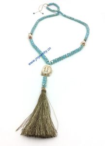 Hänge halsband personliga handgjorda smycken lång kristallpärled kedja halsband tessala hängen unika boho för män kvinnlig pendantp