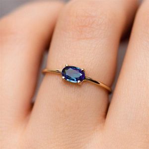 Anéis de casamento Ailodo para mulheres Moda simples Multicolor Oval Oval Zircão Luz de cor de ouro atacado Jóias de jóias de amizade para presente de amizade