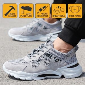 İş Güvenliği Ayakkabıları Erkekler Hafif Nefes Alabilir Yumuşak Konforlu Çelik Toe İş Ayakları Antishing Ponkting Post -Giyilebilir 210315