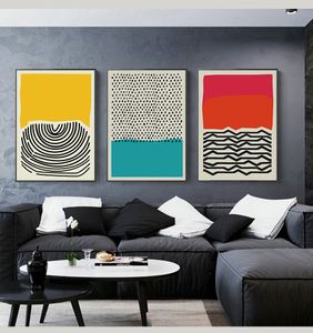 Modern Multicolored Red Blue Abstract Geometric Wall Art Canvas Painting Picture Poster and Print Gallery Living Room Home Decor