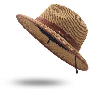 Szerokie brzegowe czapki Summer unisex fedora vintage Jazz hat hat plaży swobodne wakacje słoneczne czapkę wysokiej jakości mody panama top hatwide szeroko