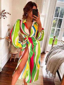 Women Sexy Silk Satin Floral Print Dress 2022 Summer Fashion High Street Side Slit Dress Female Deep V Neck Long Sleeve Robe T220818