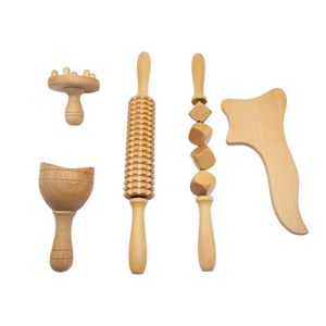 Strumenti per massaggio con terapia del legno Kit di Maderoterapia Strumento Gua Sha in legno Rullo per massaggio in legno Massaggiatore per funghi Scultura del corpo