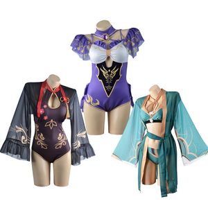 Genshin Impact Weibliche Gorou Hu Tao Lisa Minci Cosplay Kostüm Badeanzug Halloween Karneval Frauen Mädchen Uniformen