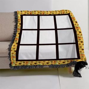 Sublimation Sunflower Panels Blanket 50*60inch Thermal Transfer Blankets Heat Printing Flannel Sofa Cover