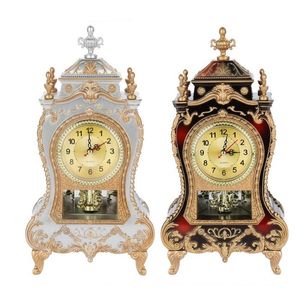 Desk Alarm Clock Vintage Clock Classical Royalty Sitting Room TV Cabinet Desk Imperial Furnishing Creative Sit Pendulum254R