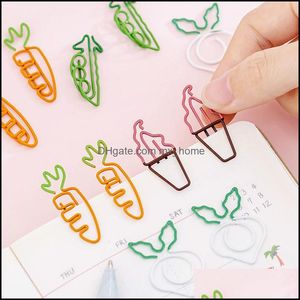 Carrot Shape Metal Clip Mini Bookmarks Pea Icecream White Radish Student Stationery Diy Hand Account Accessory Paper Guestbook Mes Drop Deli