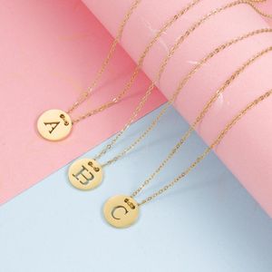 Pendant Necklaces Fnixtar 10Pcs Mirror Polished Stainless Steel Cable Chain Hollow Round Letter For Womens Girls Fashion Jewelry 2022Pendant