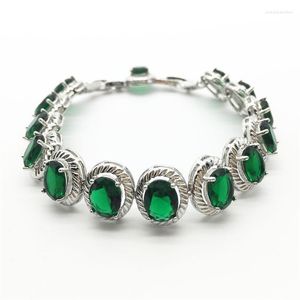Cadeia de link Projeto por atacado forma de ovo verde cúbico zirconia pulseiras de tênis para mulheres jóias de presente de casamento
