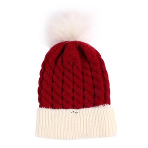 Gorro de bebé de 0 a 3 años, gorros de punto cálidos para chico de Navidad con pompón de bola, gorro de lana torcido para regalo de Navidad