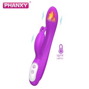 Sexspielzeug Massagegerät phanxy Erwärmung Kaninchenvibratoren für Frauen 9 Modus Klitoris Zungenstimulator Dildo Frau Masturbator Spielzeug Erwachsene 18