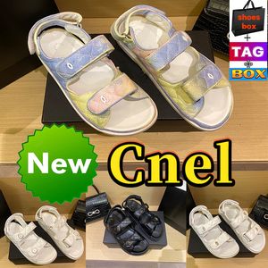 高級 Cnel サンダルフラットスライド 22SS 女性の靴インターロックマジックテープストラップキルティングサンダルプラットフォームスリッパ屋内屋外ビーチスライドスリッパ