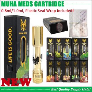 Muha Meds Vape Cartridge Cart 0.8ML 1.0ML Atomizer Pyrex Glass Tank Ceramic Coil 510 Vaporizer Battery California Honey Cartridge