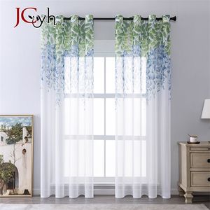 Jcyh Wisteria Flower Design Tulle Curtain för vardagsrum sovrum fönster ren heminredning ljus filtrering anpassad storlek 220511