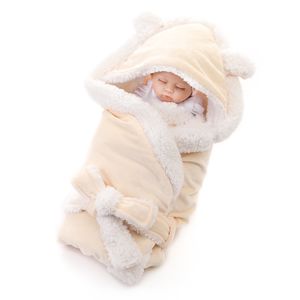 Hiver bébé garçons filles couverture enveloppe double couche polaire bébé swaddle wraps sac de couchage pour nouveau nés literie bébé couvertures T2