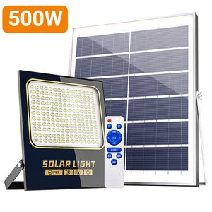 Riflettore solare in alluminio da 500 W Faretti solari a LED con cavo da 5 M Lampada da parete a LED per esterni da giardino con luce di inondazione impermeabile