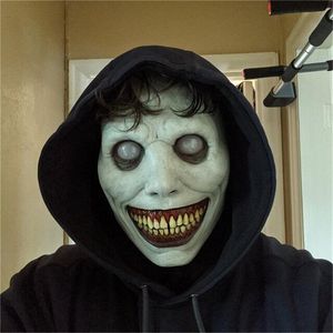 Maski imprezowe 1pc przerażający uśmiechnięta maska ​​horroru z zębami w ukryciu Halloween Straszne białe zielone twarz oko diabeł All cosplay Prop 220826