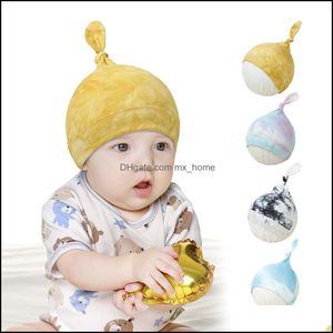 Шляпы шапок M335 новорожденные детские шляпы-шляпа-галстук хлопковая ткань капота для детей мягкие 9 цветов доставка 2021 Mxhome dh9pb