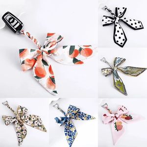 Lovely Weave Soft Silk Scarf Keychain Bowknot Pendant Bag Charm Accessories Key Ring Fashion Car Key Holder Creative Gifts