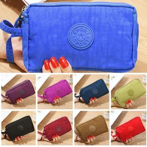 Women Zipper Canvas Long 3 Layer Purse Clutch Coin Phone Money Wallet Card Key Holder Makeup Bag Evening Handbag LX4944