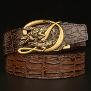 Belts Crocodile Alligator Belt For Men Luxury Strap Automatic Buckle Cowhide Genuine Leather 2022 Designer High Quality Casual FashionBelts