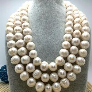 ファインパールジュエリー高品質12 mmナチュラル南海本物の白い真珠ネックレス50 Kゴールドクラスプセーターチェーン2920