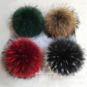 Beanie/Skull Caps Diy Real Luxury Fur Pompoms Natural Raccoon Hairball Hat Ball Pom Handgjorda stora tillbehör Scarves Shoes Oliv22