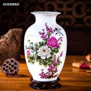 Jingdezhen Ceramic Vases Pottery Decoration Living Room Flower Arrangement Modern Home Simple TV Cabinet Ceramic Gift 210409