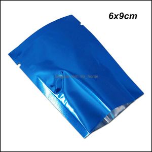 6×9cmの青いアルミホイルの真空包装パック袋の食糧貯蔵庫開口部のヒートシール可能なマイラーグレードシールドロップデリバリー2021ホームオーガニザティオ