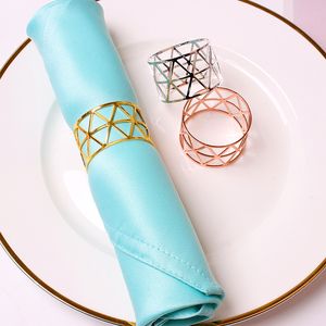 Gold Hollow Napkin Rings Serviette Buckle Silver Round Holder Wedding Hotel Table Dinner D22071