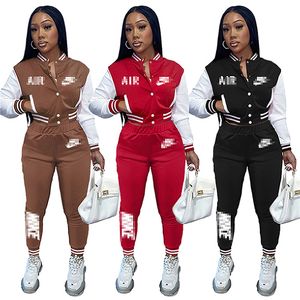 2022 Designer Baseball Uniform Outfits Tracksuits Two Piece Set Women Sexy Patchwork Color Pocket Wholesale Items for Business K148
