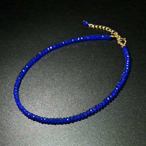 Boho Handmade черный синий хрустальный летний бусинки с клюшкой цепь женское ожерелье женское вечеринка стиль ювелирных изделий подарки аксессуары колье