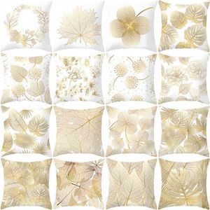 Cushion/Decorative Pillow cover Gold Plant Case Black And White Golden Painted Pillowcase Decorative Sofa Home Decor Living Room PillowCus