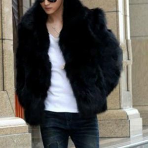 Men's Jackets 3XL Fashion Black Faux Fur Coat Mens Trendy Winter Warm Short Fluffy Outerwear Thicken Jacket Overcoat Male White Brown