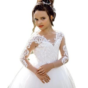 Blumen Mädchen Kleider für Hochzeit Applikationen Perlen Ballkleid Kinder Festzug Kleider Erstkommunion Kleid