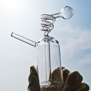 Bongs Su Keski Yağ Brülör Borular Sigara Boru Mini Harji Shisha Percolater Cam Bong DAB Rig Clear Spiral Entegre Küçük Sigara Aksesuarları Taşınabilir Hediye