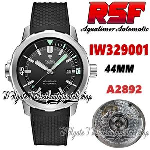 2022 RSF Aquatimer IW3290 A2892 Automatisk herrklocka 44mm svart uppringning Stick Markers Rostfritt stål Case Black Rubber Strap Super Edition Luminous Eternity Watches